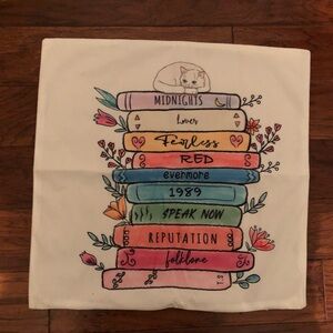 Taylor Swift Eras Pillow Case- Books & a Cat
